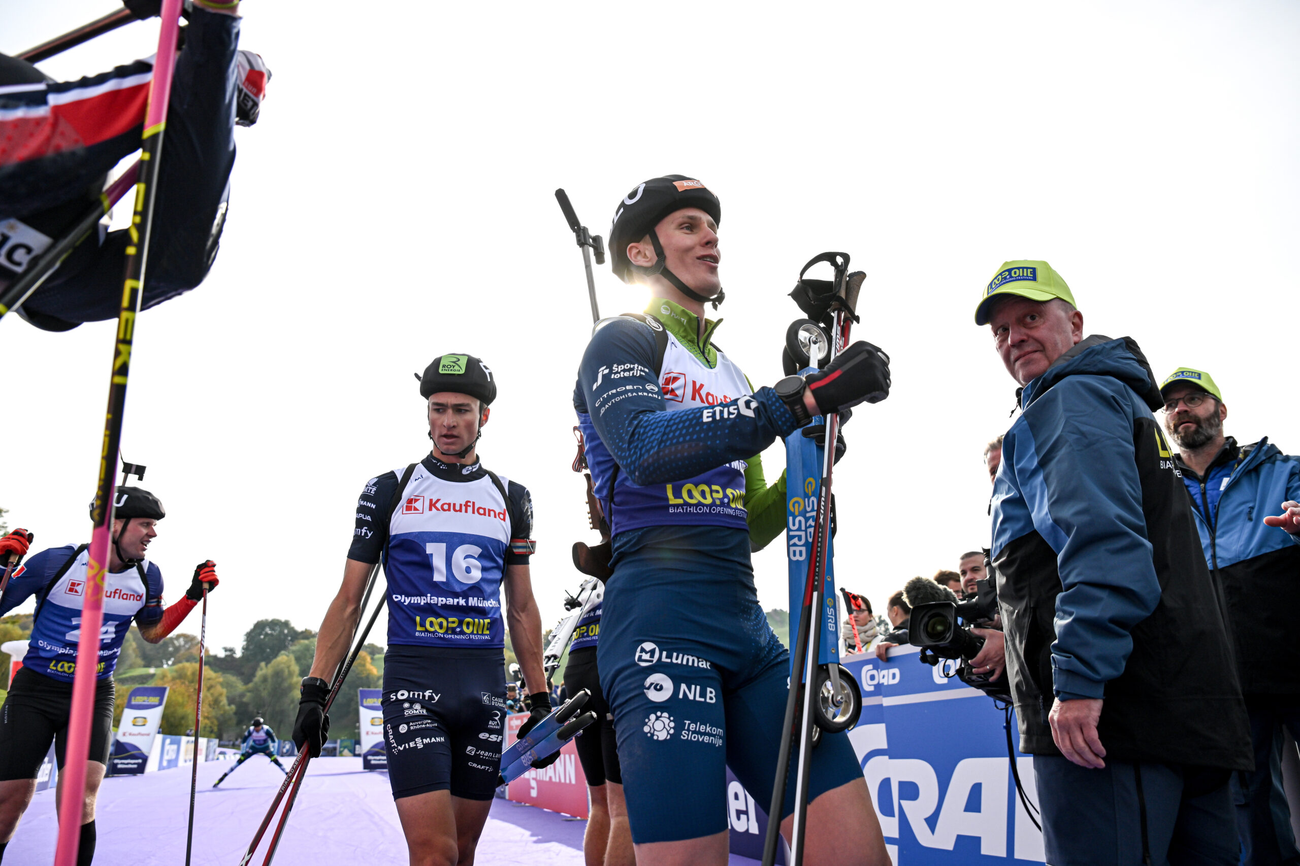 19.10.2025, Munich, Germany (GER):
Eric Perrot (FRA), Anton Vidmar (SLO), (l-r) - Loop One Biathlon Opening Festival - Munich (GER). www.nordicfocus.com. © Authamayou/NordicFocus. Every downloaded picture is fee-liable.